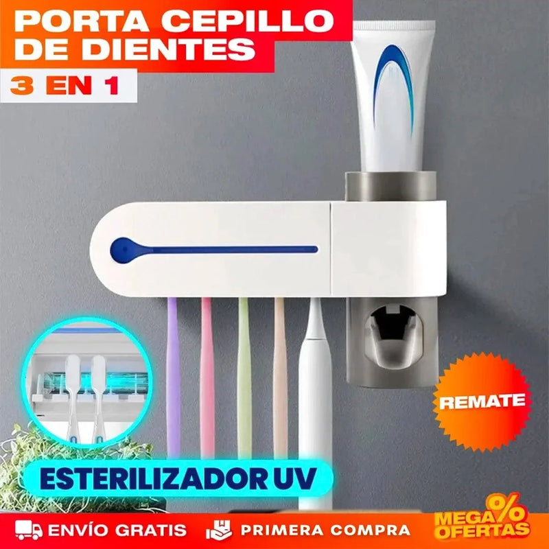 (COMPRA 1 LLEVA 2) PORTA CEPILLO DE DIENTES 3 EN 1 ESTERILIZADOR UV