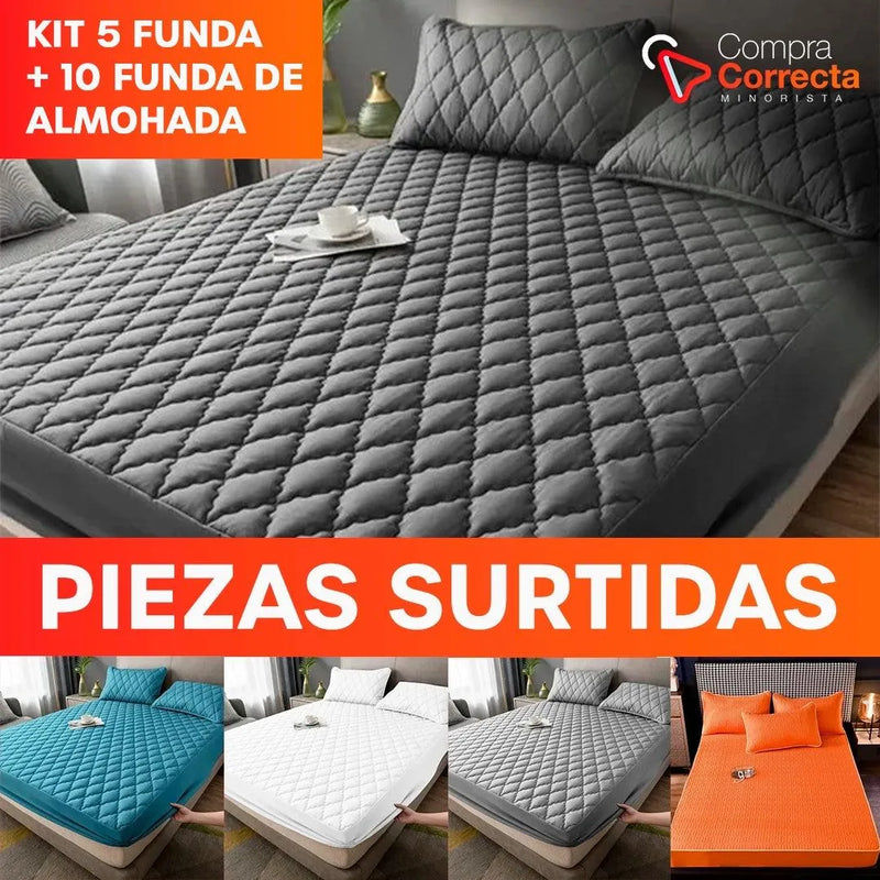 [ÚLTIMAS UNIDADES] Kit 5 Funda Colchón Impermeable + 10 Fundas de Almohada Gratis