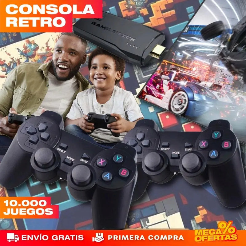 🎮 CONSOLA GAMESTICK 4K (+10.000 JUEGOS DE 9 CONSOLAS) + 2 MANDOS