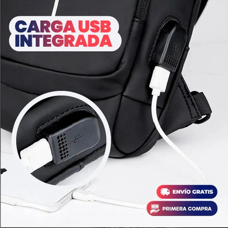 BOLSO ANTIRROBO MANOS LIBRES, CARGA USB E IMPERMEABLE