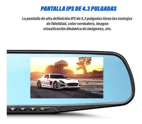 Espejo Retrovisor Con Cámara Frontal Y Retroceso + Cargador