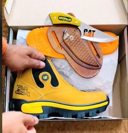Kit Bota Adventure Masculina de Cuero Legítimo + 3 OBSEQUIOS: Cinturón, Cuchillo y Sandalias